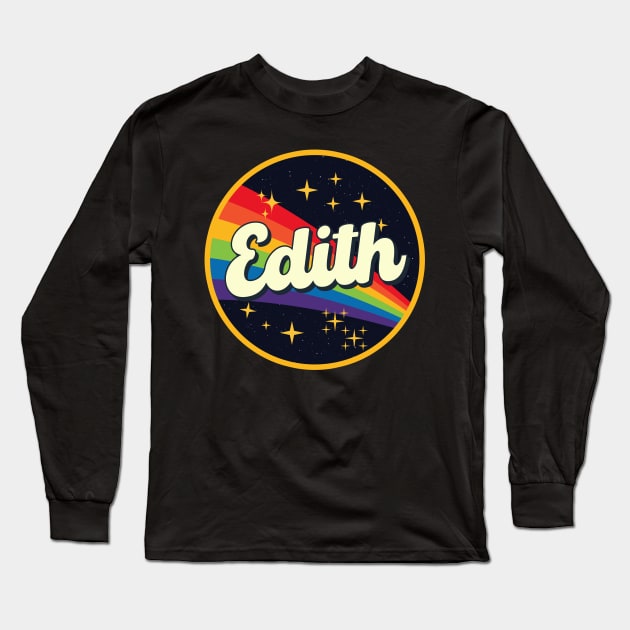 Edith // Rainbow In Space Vintage Style Long Sleeve T-Shirt by LMW Art